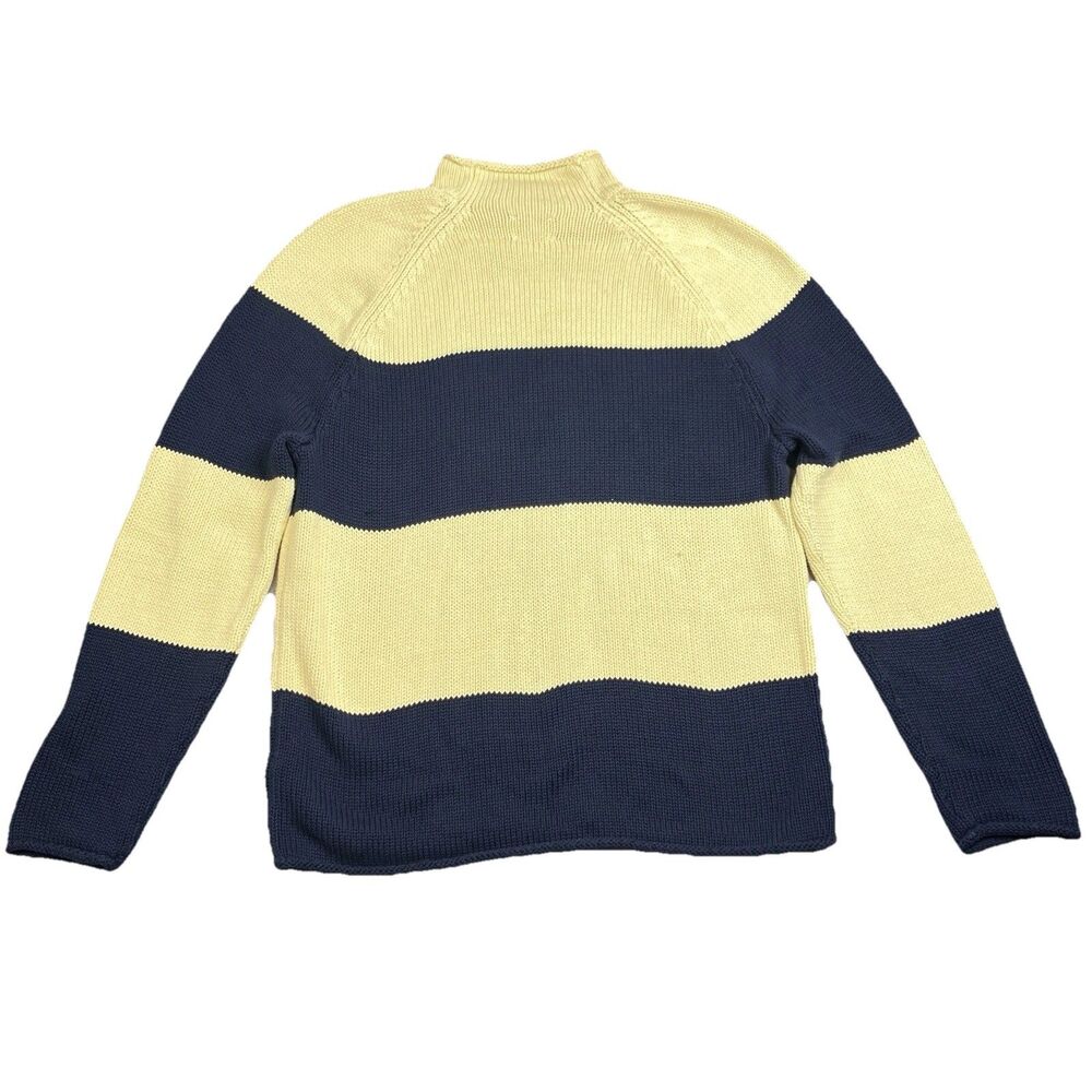 J Crew Sweater Mens M 1988 Rollneck Blue Stripped Cotton Rugby Preppy Coastal - Picture 7 of 15